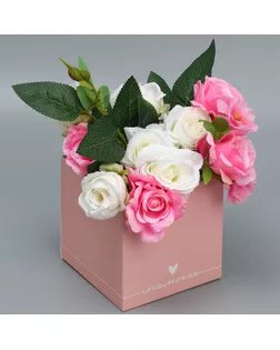 Коробка подарочная для цветов с PVC крышкой, упаковка, «Мамочке», 12 х 12 х 12 см арт. СМЛ-284128-1-СМЛ0009509309