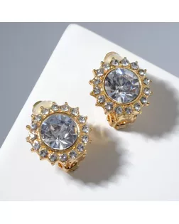 Клипсы  кристалл, цвет белый в золоте арт. СМЛ-223861-1-СМЛ0007291471