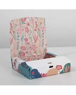 Коробка складная двухсторонняя «Цветы», 20 × 18 × 5 см арт. СМЛ-187957-1-СМЛ0007293428