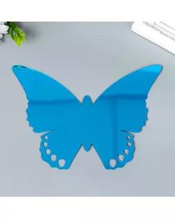 Наклейка интерьерная зеркальная "Бабочка ажурная" синяя 21х15 см арт. СМЛ-211697-1-СМЛ0007304934