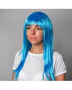 Карнавальный парик, длинные прямые волосы, цвет голубой, 120 г арт. СМЛ-102211-1-СМЛ0000730871