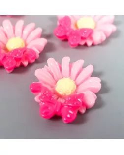 Декор для творчества пластик "Ромашка и бабочка" розовый 3,1х2,8 см арт. СМЛ-220507-1-СМЛ0007330654