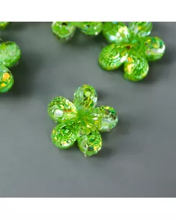 Декор для творчества пластик "Цветочек зелёный" перламутр 1,2х1,2 см арт. СМЛ-201318-1-СМЛ0007330687