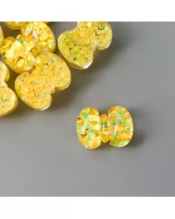 Декор для творчества пластик "Жёлтый бантик" кристалл 1х1,4 см арт. СМЛ-201328-1-СМЛ0007330697