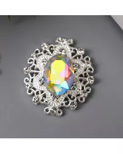 Декор для творчества металл "Медальон узорный" перламутровый кристалл 2,6х2,4 см арт. СМЛ-200975-1-СМЛ0007330724