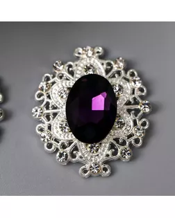 Декор для творчества металл "Медальон узорный" тёмно-фиолетовый кристалл 2,6х2,4 см арт. СМЛ-200979-1-СМЛ0007330728
