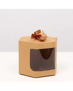 Коробка шестигранная, с окном, крафт, 10 х 10 х 10 см арт. СМЛ-201002-1-СМЛ0007347995