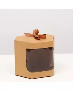 Коробка шестигранная, с окном, крафт, 13 х 13 х 13,5 см арт. СМЛ-201003-1-СМЛ0007347996