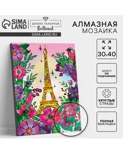 Алмазная мозаика с полным заполнением на подрамнике «Романтичный Париж», 30 × 40 см арт. СМЛ-275577-1-СМЛ0007368175