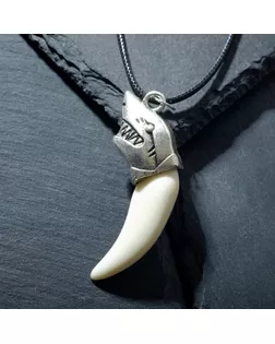 Кулон унисекс "Клык акулы", цвет белый в чернёном серебре, 45 см арт. СМЛ-220856-1-СМЛ0007386849