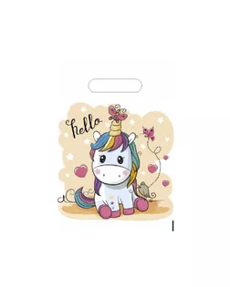 Пакет "hello единорог", полиэтиленовый с вырубной ручкой, 20 х 30 см, 30 мк арт. СМЛ-197698-1-СМЛ0007394199