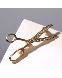 Брошь "Ножницы", цвет белый в золоте арт. СМЛ-223733-1-СМЛ0007423890