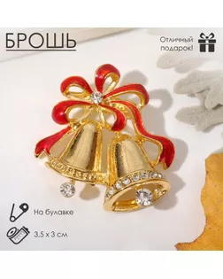 Брошь «Колокольчик» с лентой, цвет красный в золоте арт. СМЛ-246699-1-СМЛ0007423894