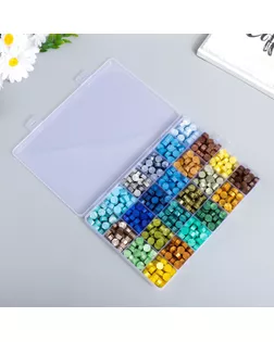 Набор сургуча "Палитра зелёно-голубая" перламутр 24 цвета 19х13х2 см арт. СМЛ-224525-1-СМЛ0007432097