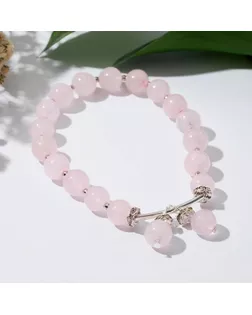 Браслет шар №8 "Кварц розовый" с бубенчиками арт. СМЛ-194963-1-СМЛ0007443912