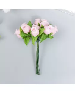 Цветы для декорирования "Роза Бланка" светло-розовая 1 букет=12 цветов 10 см арт. СМЛ-227045-1-СМЛ0007445143