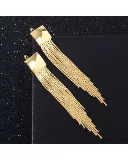 Серьги висячие "Голливуд" квадрат и нити, цвет золото арт. СМЛ-188961-1-СМЛ0007449641