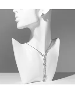 Набор 2 предмета: серьги, колье «Элит» око, цвет белый в серебре, 30 см арт. СМЛ-284077-1-СМЛ0009682204