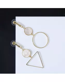 Серьги с перламутром "Ракушка" треугольник полый, цвет белый в золоте арт. СМЛ-190166-1-СМЛ0007472848