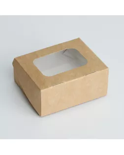 Коробка складная, с окном, крафт, 15 х 10 х 7 см арт. СМЛ-200219-1-СМЛ0007485245