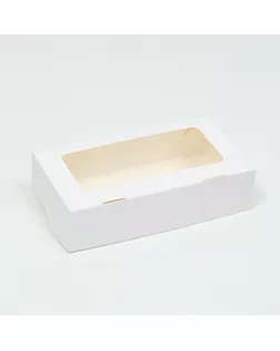 Коробка складная, с окном, белая, 22 х 12 х 5,5 см арт. СМЛ-226141-1-СМЛ0007485259