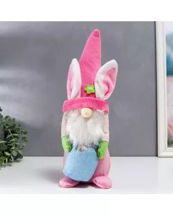 Кукла интерьерная "Гном в шапке с зайчьими ушами, с мешком" розовый 40х14 см арт. СМЛ-225660-1-СМЛ0007509601