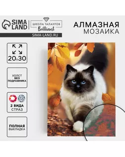 Алмазная мозаика с полным заполнением на холсте «Кошка», 20 х 30 см арт. СМЛ-246918-1-СМЛ0007516472