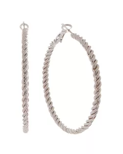 Серьги-кольца "Крученый", цвет серебро, d=5,5см арт. СМЛ-28744-1-СМЛ0751847