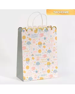 Пакет подарочный крафтовый, упаковка, «Gift», 23 х 30 х 12 см арт. СМЛ-275411-1-СМЛ0007551320