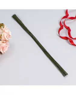 Флористическая проволока в бумажной оплётке "Зелёная", длина 40 см, 0,7 мм, набор 30 шт арт. СМЛ-247009-1-СМЛ0007563002