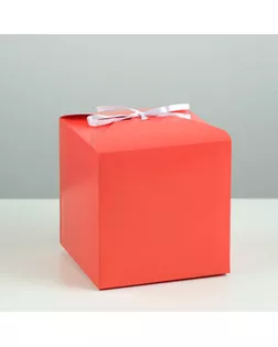 Коробка складная красная, 14 х 14 х 14 см, арт. СМЛ-224890-1-СМЛ0007607383