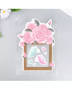 Наклейка на выключатель "Розы и бабочки" окно 8,5х8,5 см, объемная 26х16,5 см арт. СМЛ-228958-1-СМЛ0007608466