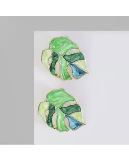 Серьги эмаль «Листья» монстеры, цвет зелёный в золоте арт. СМЛ-247251-1-СМЛ0007624811