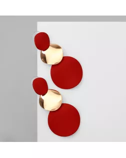 Серьги металл «Азелия» круги, трио, цвет красный в золоте арт. СМЛ-247311-3-СМЛ0007634760