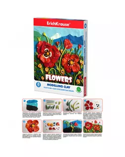 Классический пластилин ErichKrause Flowers пластилинография, 8 цветов со стеком, 144г арт. СМЛ-215743-1-СМЛ0007637067