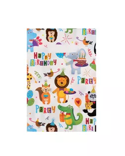 Пакет "Вечеринка зверят", полиэтиленовый, с вырубной ручкой, 20 х 30 см, 30 мкм арт. СМЛ-247354-1-СМЛ0007642452