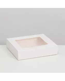 Коробка подарочная складная, упаковка, пенал, с окном, белая, 18 х 16 х 4 см арт. СМЛ-247359-1-СМЛ0007644134