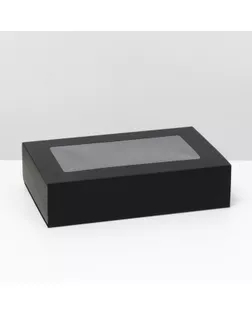 Коробка складня, пенал, с окном, черная, 25 х 16 х 6 см арт. СМЛ-247364-1-СМЛ0007644139