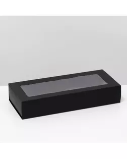 Коробка складня, пенал, с окном, черная, 27 х 12 х 5 см арт. СМЛ-247365-1-СМЛ0007644140