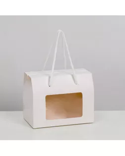 Коробка-пакет, с окном и ручками, белая, 15 х 11 х 9 см арт. СМЛ-247368-1-СМЛ0007644144