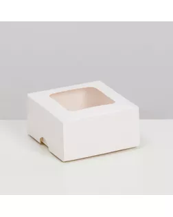 Коробка складная, крышка-дно, с окном, белая, 8 х 8 х 4 см арт. СМЛ-247373-1-СМЛ0007644149