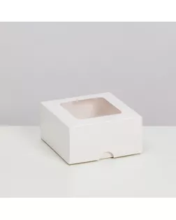 Коробка складная, крышка-дно, с окном, белая, 10 х 10 х 5 см арт. СМЛ-247374-1-СМЛ0007644150