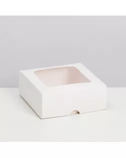 Коробка складная, крышка-дно, с окном, белая, 13 х 13 х 5 см арт. СМЛ-247375-1-СМЛ0007644151