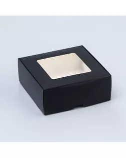 Коробка складная, с окном, черная, 13 х 13 х 5 см арт. СМЛ-247378-1-СМЛ0007644154