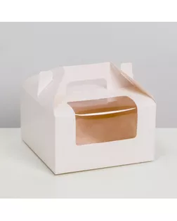 Коробка складная, с окном и ручкой, белая, 16 х 16 х 9 см арт. СМЛ-247380-1-СМЛ0007644156