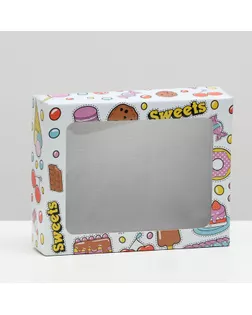 Коробка крышка-дно "SWETT CANDY", с окном, 18 х 15 х 5 см арт. СМЛ-226043-1-СМЛ0007652184