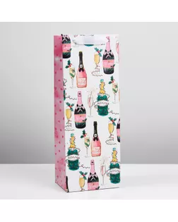 Пакет под бутылку «Игристое», 13 х 36 х 10 см арт. СМЛ-282981-1-СМЛ0007655905