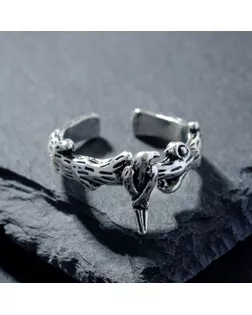 Кольцо "Перстень" ворон, цвет чернёное серебро, безразмерное арт. СМЛ-218723-1-СМЛ0007664803