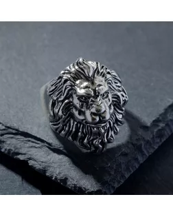 Кольцо "Перстень" лев, цвет чернёное серебро, безразмерное арт. СМЛ-218727-1-СМЛ0007664807