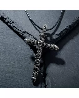 Кулон унисекс "Крест" с черепом, цвет чернёное серебро арт. СМЛ-218741-1-СМЛ0007664821